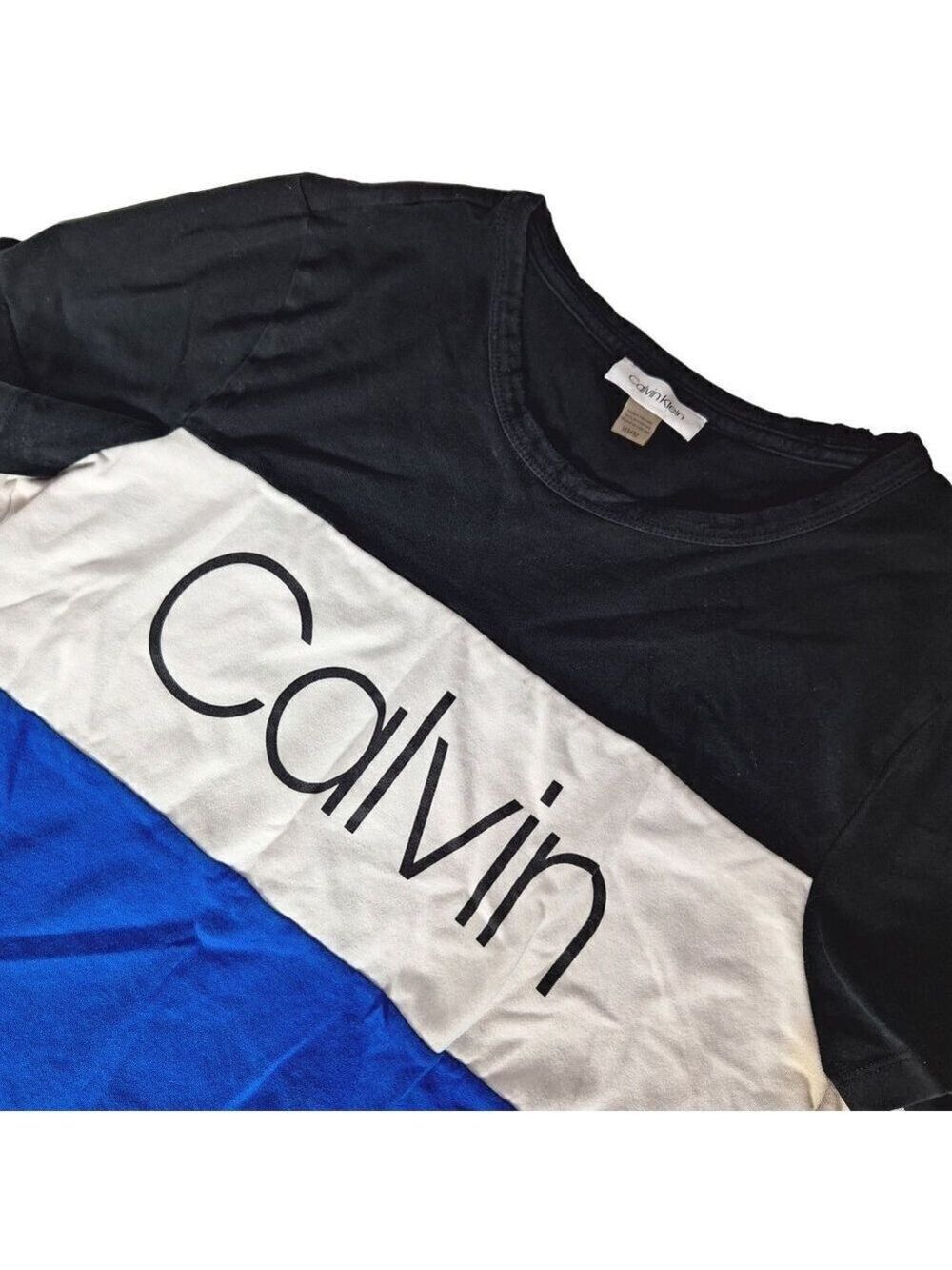 Calvin Klein Women's T Shirt Dress Size Medium Colorblock Logo Summer